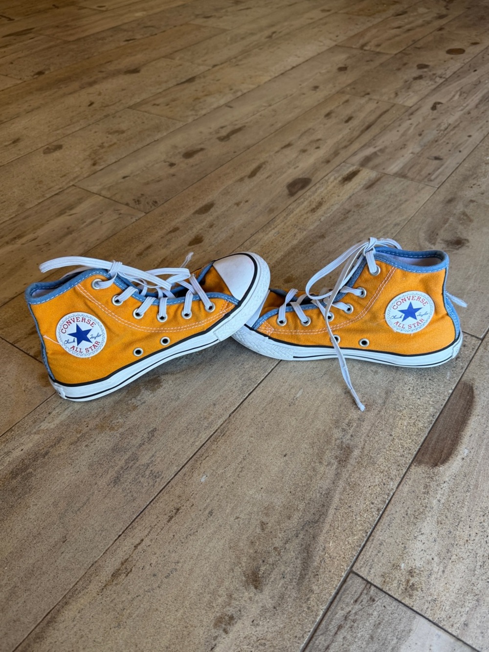 Custom Converse Kids Orange and White High Top Sneakers Size 1